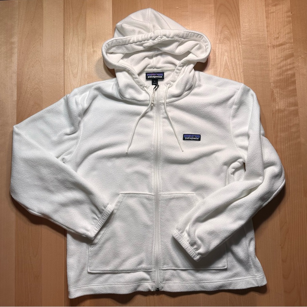 Women's Patagonia Micro D Fleece full zip Hoody Size Small Birch White